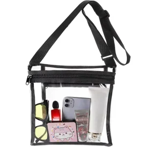 Unisex Clear PVC Waterproof Messenger Bag Stadium Approved Sling Shoulder Crossbody Bag Made China No Decoration QL