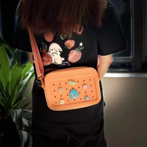 Unisex DIY Geometric Cartoon Pattern Silicone Crossbody Bag Zipper Closure Single Shoulder Mobile Phone Messenger Bag