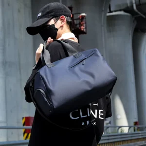Unisex Dry Wet Separation Duffle Bag Sports Fitness Travel Backpack Oxford Film Material Zipper Closure Geometric Gym Bag