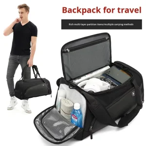 Unisex Durable Gym Bag Sports Fitness Backpack Large Capacity Wet/Dry Separation Swimming Basketball Training Travel Nylon