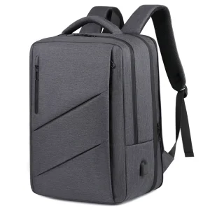 Unisex Laptop Backpack with USB Softback Portable Business Bag Waterproof Nylon Lining Open Closure Type