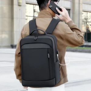 Unisex Oxford Polyester Lining Fashion Large Capacity Waterproof Laptop Backpack with USB and Zipper Closure