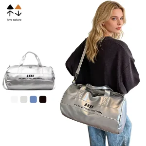 Unisex PU Portable Lightweight Fitness Sports Handbag Dry Wet Separation Casual Travel Bag Large Capacity Yoga Swimming Bag