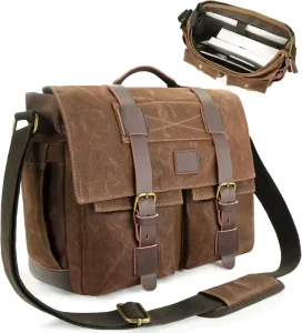 Unisex Stylish Large Capacity Canvas Messenger Bag Vintage Touch Crossbody Shoulder Laptop Bag Button for Men Summer Spring