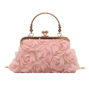 Versatile High Looking Women’s Evening Bag Fashion Chain Bag Fairy Rose Flower Internet Celebrity Popular Polyester Handbag