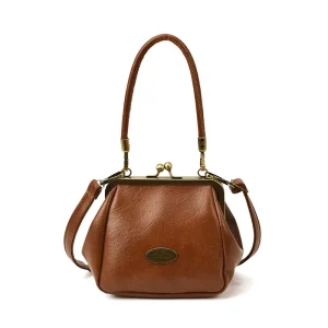 Vintage Brown Frame Crossbody Bag with Retro Design Water Resistant and Anti-Theft Detachable Strap for Casual Wear
