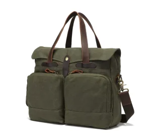 Vintage Business Men’s Messenger Bags Canvas Multi-pocket Laptop Handbags Canvas Shoulder Bags