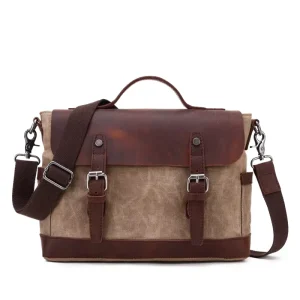 Vintage Canvas & Genuine Leather Messenger Bag for Men Outdoor Use