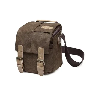 Vintage Canvas Messenger Bag Retro Casual Camera Bag for Outdoor Use Water Resistant Durable with Zipper Closure