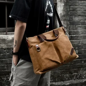 Vintage Canvas Messenger Bag for Men Shoulder Bag Business Briefcase Laptop Bag