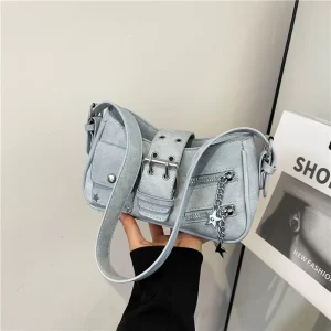 Vintage Commuter Women Shoulder Bags Y2k Cool Hot Girls Pu Leather Hobos Underarm Bag Solid Color Pleated Design Ladies Handbags