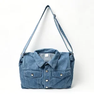 Vintage Denim Jacket Shaped Crossbody Bag Creative Jean Messenger Bag Retro Motorcycle Style Handbag for Fashion Brands