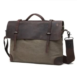 Vintage Fashion Canvas Messenger Bag Durable Briefcase All Seasons Shoulder Bag for Outdoor & Travel Use