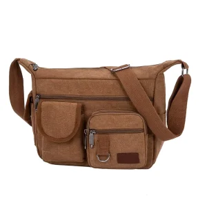 Vintage Fashion Lady Sling Crossbody Adjustable Chest Pack Messenger Bag with Zipper Closure Canvas for Unisex Travel