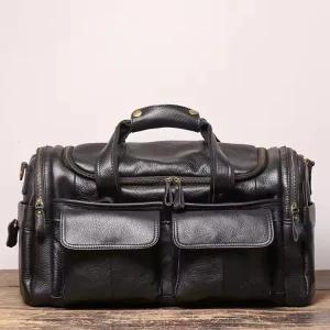 Vintage Genuine Leather Duffel Bag Crossbody & Shoulder Travel Bag Waterproof Large Capacity 23L
