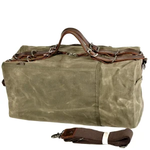 Vintage Genuine Leather With Canvas Weekend Mens Gym Canvas Custom Duffle Bag