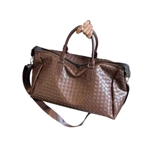 Vintage Geometric Travel Bag for Men & Women Large Capacity Business Trip Handbag Airplane Luggage PU Leather Sports Fitness Bag