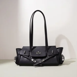Vintage Lady Designer Jingchen FD3138 Genuine Leather Handbag with Two Strap Metal Lock Closure Women’s Shoulder Bag