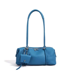 Vintage Lady Fashion Genuine Leather Zip Closure Shoulder Handbag