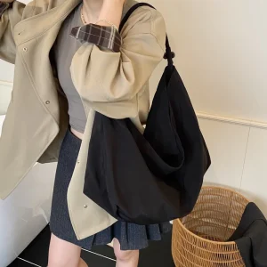 Vintage Large Capacity Canvas Armpit Bag New Fashionable and Lazy Style Niche Casual and Simple One Shoulder Tote Bag