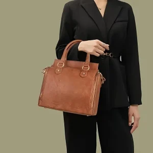 Vintage Large Capacity Handbag Shoulder Zipper Crossbody Bag Everyday Casual Messenger Bag for Men Women