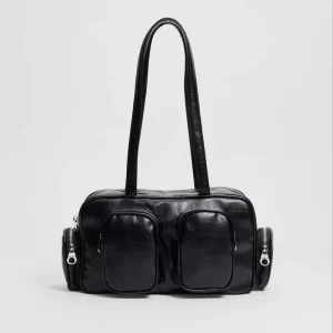 Vintage Large Capacity Shoulder Bag Women Solid Color Shopper Tote Soft PU Leather Handbag Evening Bag