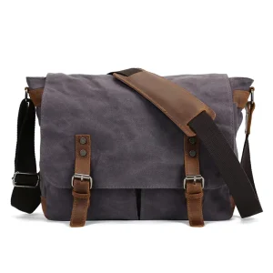 Vintage Men’s Leather Messenger Bags Custom Logo Canvas Messenger Bag Chest Shoulder Bags