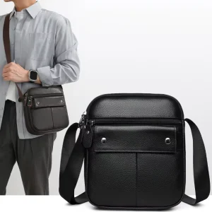 Vintage Men’s Messenger Bags PU Leather Shoulder Sling Bags Waterproof Lightweight Designer