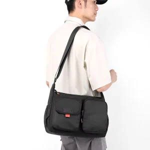 Vintage Men’s Nylon Messenger Bag with Letter Decoration Crossbody Shoulder Bag