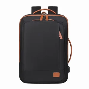 Vintage PU Leather Anti Theft Waterproof Laptop Backpack 18 Inch Large Compartment Polyester Arcuate Shoulder Strap for Office