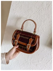Vintage Round Handbags Vintage Fur Designer Clutch Fashion Dress Style for Little Girls Kids Messenger Bags