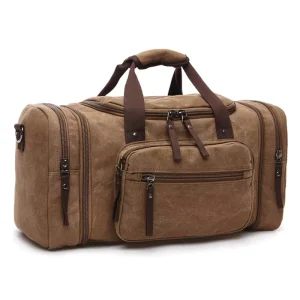 Vintage Waterproof Canvas Crossbody Sport Gym Bag Large Capacity Heavy Duty Travel Duffel Bag