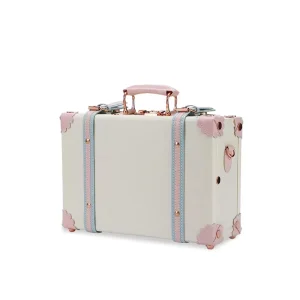 Vintage and Cute Carry-on Overnight Case Non-wheeled Mini Leather Trunk Suitcase with Shoulder Strap