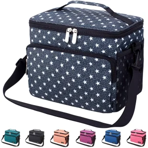 W0166 Cooler Bag Insulated Picnic Double Compartment Bag Outdoor Insulated Lunch Box