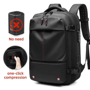 Water Resistant One Touch Vacuum Compression Bag with Expandable 5cm, TSA Lock & Detachable Luggage Strap Travel Bag