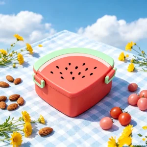 Watermelon Shaped Lunch Box Double Buckle Sealing And Leak Proof Plastic Lunch Box For Children’s School