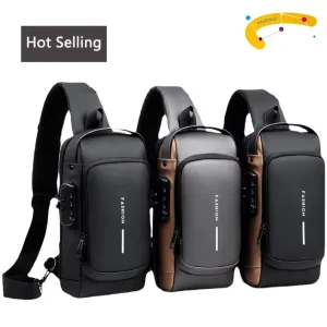 Waterproof Anti Theft Nylon Men’s Chest Bags With USB Multi function Travel Messenger Cross Body Sling Chest Bag For Men