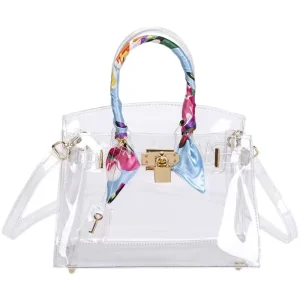 Waterproof Beach Jelly Crossbody Bag Fashionable Transparent Platinum for Women Versatile Single Shoulder Polyester