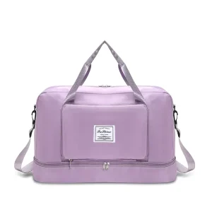 Waterproof Double Bottom Fix Trolley Wet Pocket Sports Travel Tote Duffel Zipper Gym Training Fitness Folding Bag