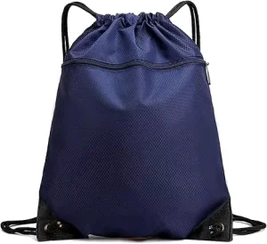Waterproof Eco friendly Polyester Promotional Drawstring Backpack Zipper Pocket Custom Logo Option for Gym Swimming Use Unisex