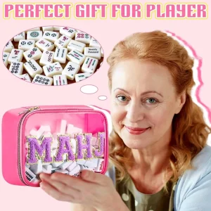 Waterproof Embroidered Letter PVC Travel Portable Toiletry Bag Large Capacity Mahjong Bag Suitable for Storing Mahjong Sets