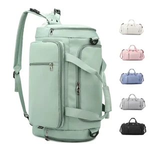 Waterproof Lightweight Durable Polyester Sports Tote Gym Bag Shoe Compartment Detachable Shoulder Strap for Travel Sports Yoga