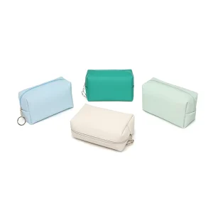 Waterproof PU Leather Travel Cosmetic Bag Stock Make-Up Bag with Zipper Eco-Friendly Fashion Toiletry Bag Makeup Organizer