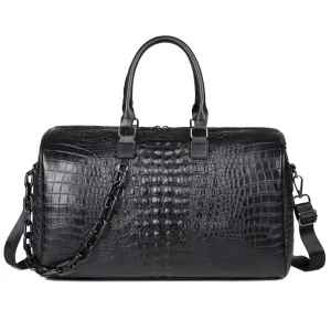 Waterproof PU Leather Unisex Duffel Bag with Zipper Closure Large Capacity for Daily Use Weekend Travel