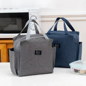 Waterproof Thermal Large Capacity Side Pockets Custom Logo Lunch Cooler Insulated Keep Fresh Lunch Bag with Zipper