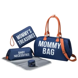 Waterproof Travel Diaper Changing Bag Blue Tote Baby Diaper Bag Backpack with Changing Pad