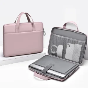 Waterproof Unisex PU Laptop Bag 14inch Protective Cover 15.6inch Inner Sleeve Zipper Polyester 180-Degree Full Opening