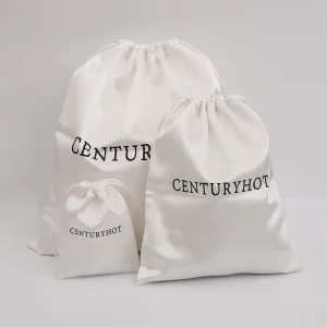 White Satin Drawstring Bag Wedding Gift Bag Jewelry Cosmetic Bags With Logo Printed Jewelry Pouch