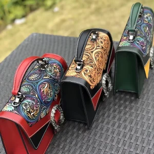 Women Genuine Leather Messenger Crossbody Bag Vintage Summer Fashion Designer New Collection