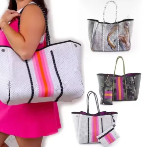 Women Handbags Perforated Sea Neoprene Beach Bag Tote Handbag Summer Neoprene Bags for Women
